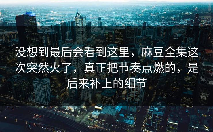 没想到最后会看到这里，麻豆全集这次突然火了，真正把节奏点燃的，是后来补上的细节  第1张