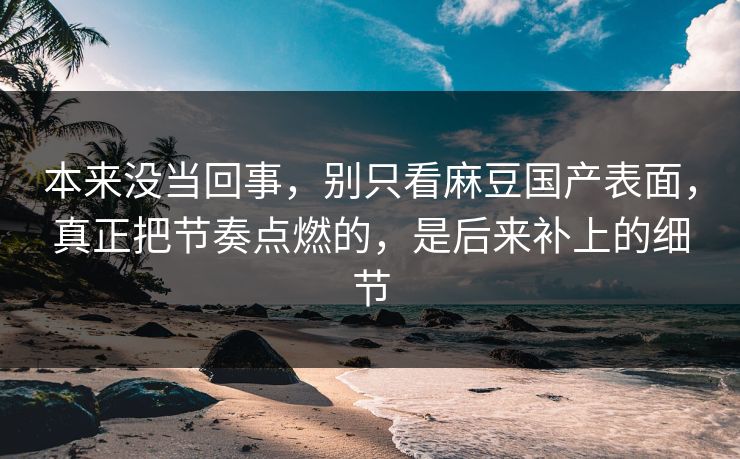 本来没当回事,别只看麻豆国产表面,真正把节奏点燃的,是后来补上的细节 第1张 本来没当回事,别只看麻豆国产表面,真正把节奏点燃的,是后来补上的细节 第1张