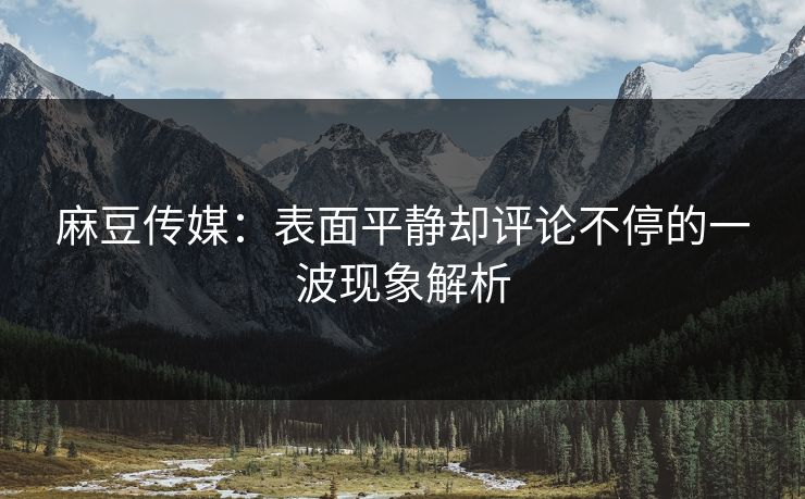 麻豆传媒:表面平静却评论不停的一波现象解析 第1张 麻豆传媒:表面平静却评论不停的一波现象解析 第1张