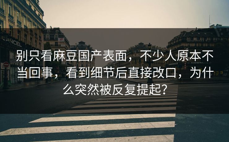 别只看麻豆国产表面,不少人原本不当回事,看到细节后直接改口,为什么突然被反复提起? 第1张 别只看麻豆国产表面,不少人原本不当回事,看到细节后直接改口,为什么突然被反复提起? 第1张