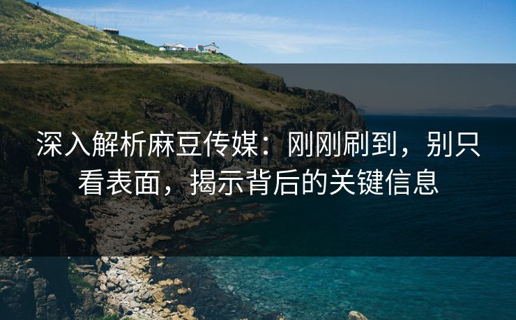 深入解析麻豆传媒：刚刚刷到，别只看表面，揭示背后的关键信息  第1张