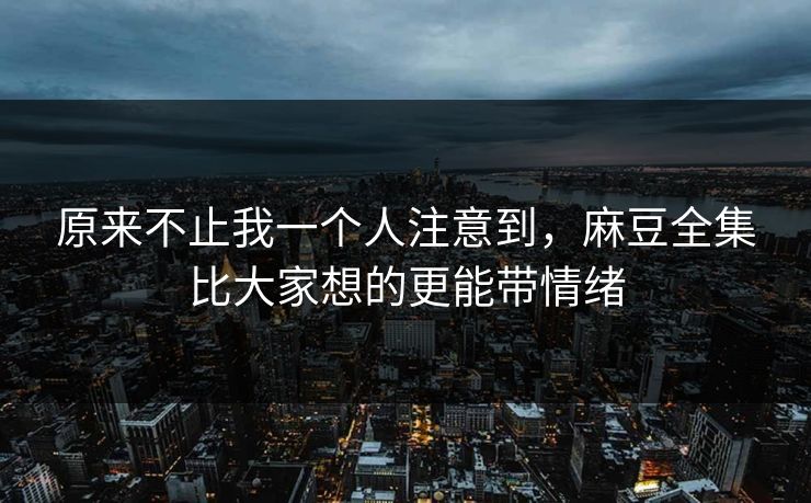 原来不止我一个人注意到,麻豆全集比大家想的更能带情绪 第1张 原来不止我一个人注意到,麻豆全集比大家想的更能带情绪 第1张